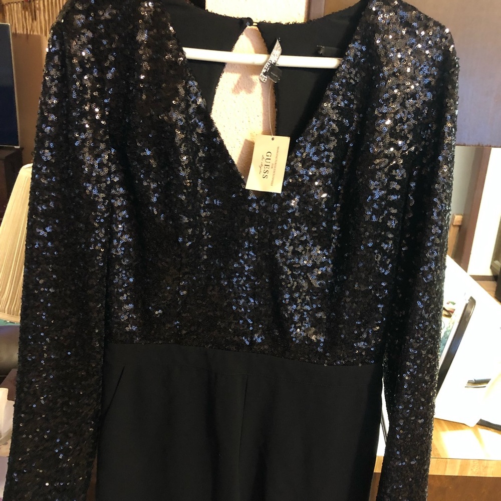 Guess Black sequin top romper Sz 8 nwt